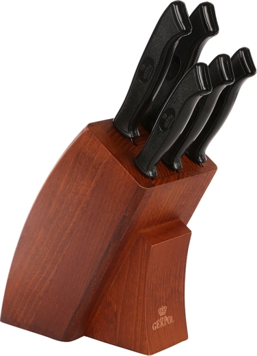 Onyks set of 5 kitchen knives in a wooden block