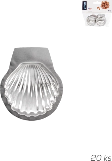 Tin-plated sheet metal pastry molds in seashell shape, 20 pcs