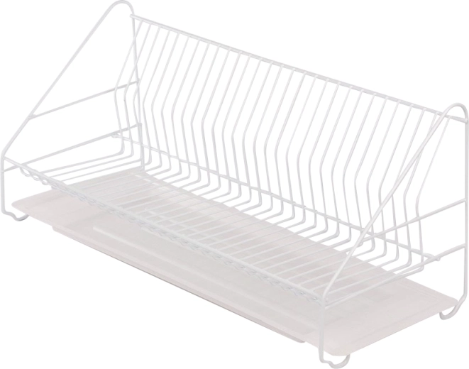 Metpol single-tier dish drainer 60 cm, white, with drip tray