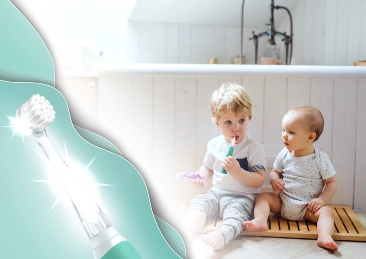 LED light and timer for proper brushing