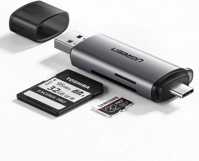 Ugreen SD / micro SD Card Reader USB 3.0 / USB Type C 3.0 Gray
