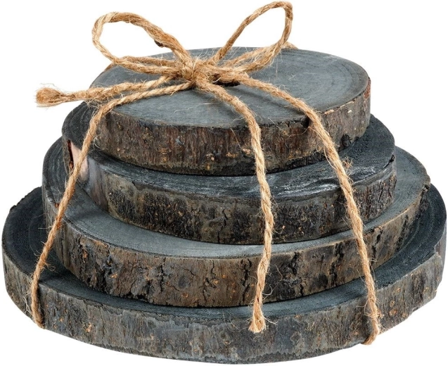 Wooden coasters from wood slices, set of 4