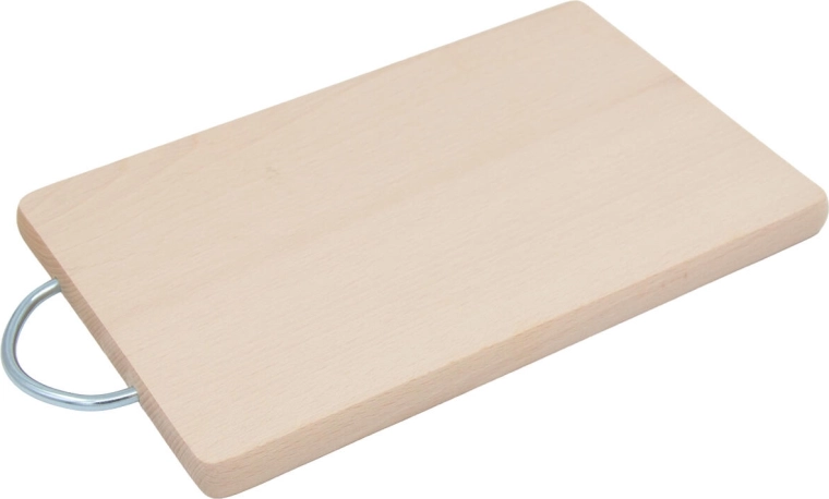 Wooden cutting board with metal handle 26.5 × 15 × 1.5 cm