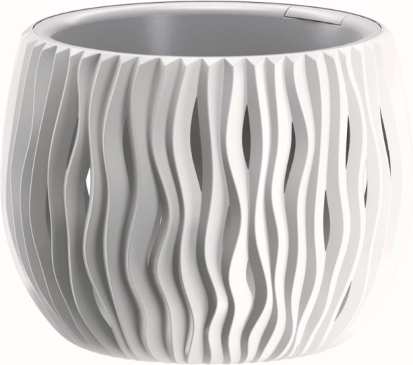 Gėlių vazonas Sandy Bowl su įdėklu 18 cm baltas