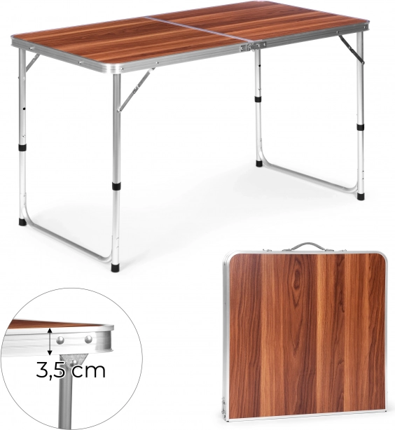 Tourist table folding camping table brown top 120 x 60 cm