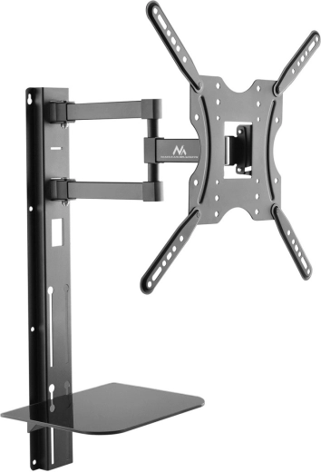 Sieninis TV laikiklis 32–55" su lentynėle, VESA 400×400, 30 kg – MACLEAN