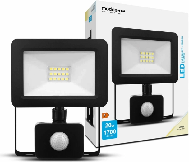 Modee LED prožektorius X‑series 20 W, neutrali balta, su jutikliu