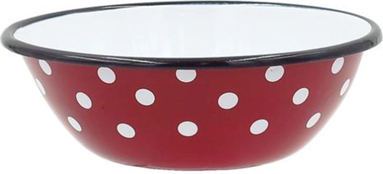 Enamel bowl with polka dots 16 cm, red