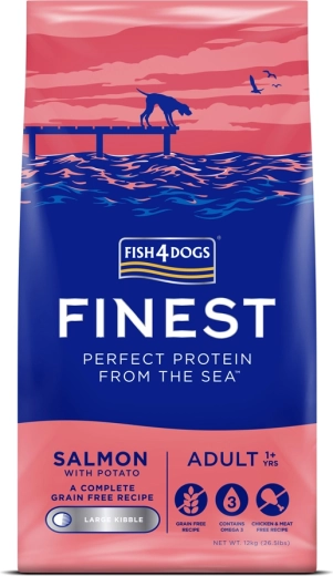 Fish4Dogs Finest lašiša su bulvėmis suaugusiems šunims (dideli granulių gabalėliai) 1,5 kg