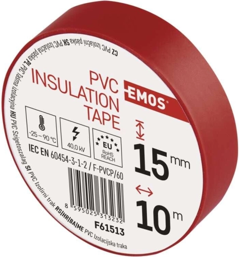 Insulating PVC tape 15 mm × 10 m red