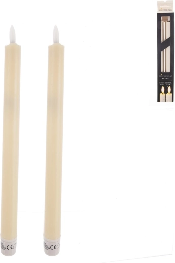 Dviejų smėlio spalvos LED žvakių rinkinys 25 cm
