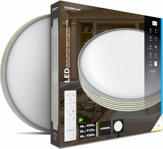 Lubinis LED šviestuvas Modee Smart Lighting A‑C205, 2×48 W, reguliuojamo ryškumo, su nuotolinio valdymo pultu