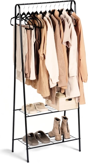 Metalinė pastatoma drabužių kabykla 153 cm – juoda