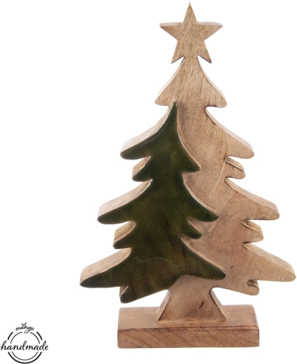 MANGO Tree Decoration made of Wood with an Enamel Element, 47 cm