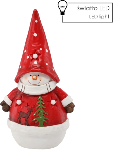 Christmas snowman figurine with hat, LED, 51.5 cm