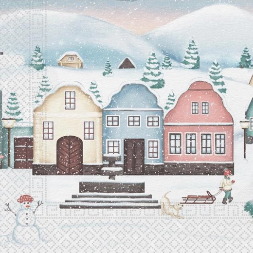Kalėdinės servetėlės „Kaimelis“ 3 sluoksnių 33 × 33 cm
