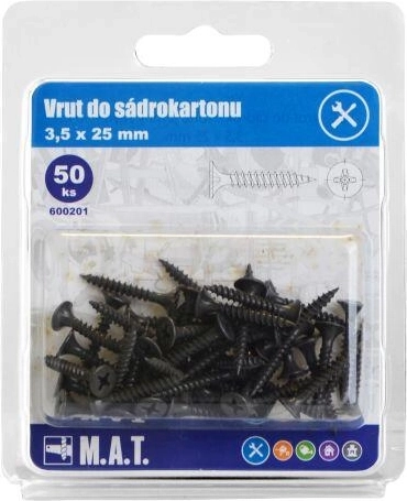 Drywall screw 3.5 × 25 mm, fine thread, phosphated (50 pcs)