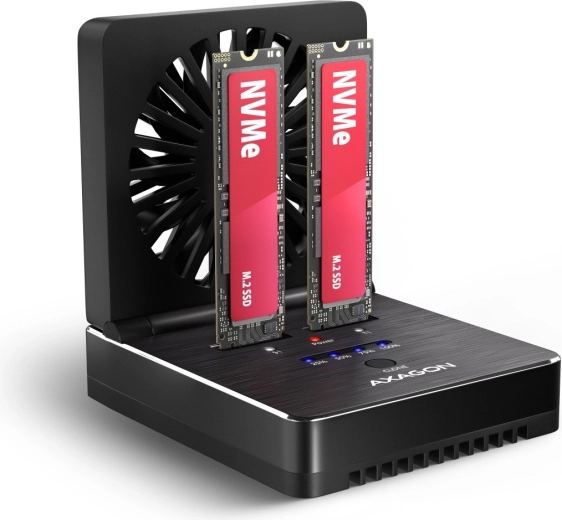 Axagon ADSA-M2C22 Clone Master docking and cloning station USB-C for 2× M.2 NVMe/SATA SSD 20Gb/s