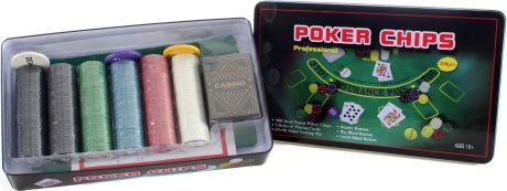 Didelis pokerio rinkinys skardinėje dėžutėje