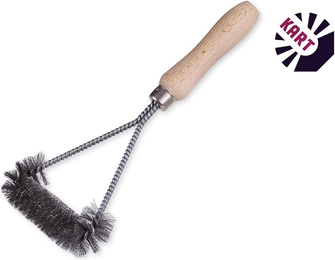 Wire grill cleaning brush with wooden handle