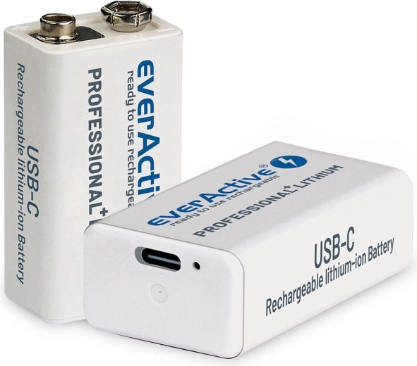 Įkraunamas EverActive 9V 550mAh akumuliatorius USB-C