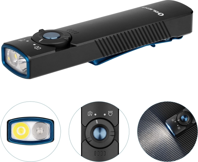 Dvigubas šviesos šaltinis: balta LED + UV 365 nm