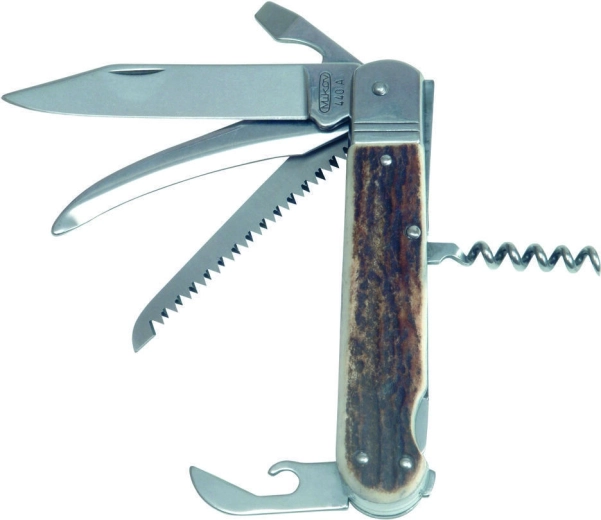 Mikov Fixir 232 XP hunting folding knife with stag horn scales, 6 functions