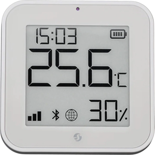 Shelly BLU H&T ZB „Zigbee“ temperatūros ir drėgmės jutiklis su e‑paper ekranu, baltas