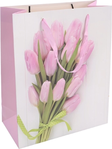 Gift paper bag with tulip motif 26 × 10 × 32 cm