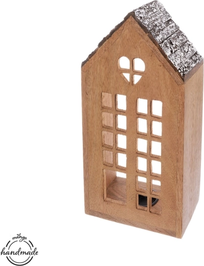 Wooden house candle holder, 28.5 cm
