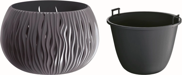 Sandy Bowl Planter with Insert 29 cm Anthracite