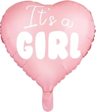 Folinis balionas „It's a Girl“ – rožinė širdis 45 cm