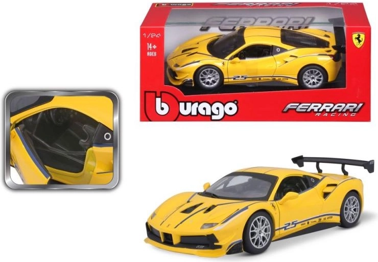Metalinė Bburago 1:24 Ferrari 488 Challenge modelis, geltonas