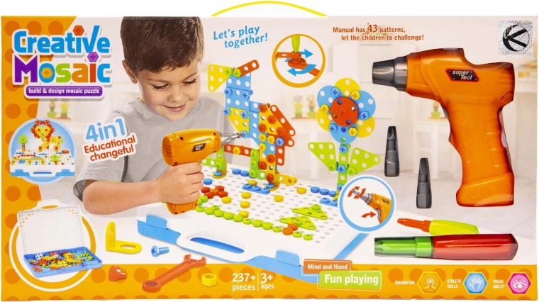 Creative educational screw-together set in a case with tools - 1 piece