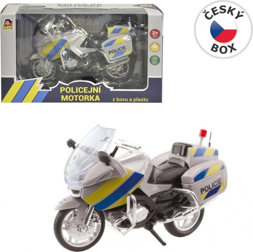 Policijos motociklas metalinis 18 cm, sidabrinis