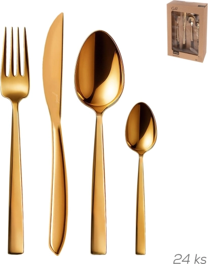 Gold Stainless Steel Cutlery Set, 24 pcs