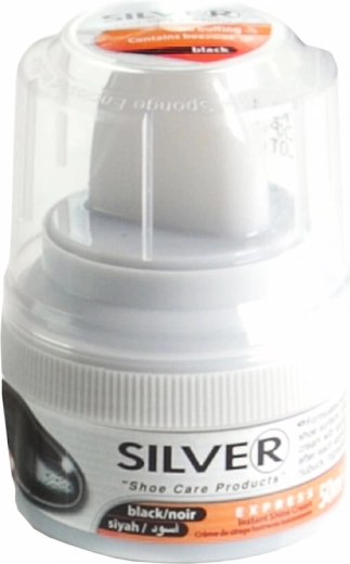 Silver self-shining shoe cream with applicator, black, 50 ml