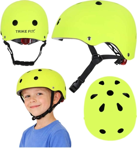Trike Fix vaikiškas dviračio šalmas su LED, reguliuojamas, dydis S 48–54 cm, šviesiai žalias