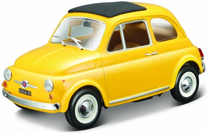 Metalinis automobilio modelis Fiat 500 F (1965) 1:24 geltonas
