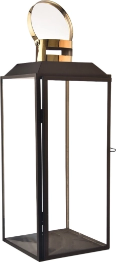 Large Decorative Lantern Black & Gold 42 cm