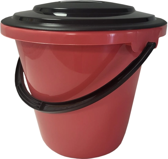 Plastikinis kibiras su dangčiu ir matavimo skale 16 l – spalvų miksas