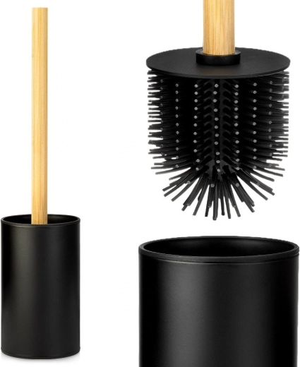 Vilde silicone toilet brush with stand, black, 38.5 cm