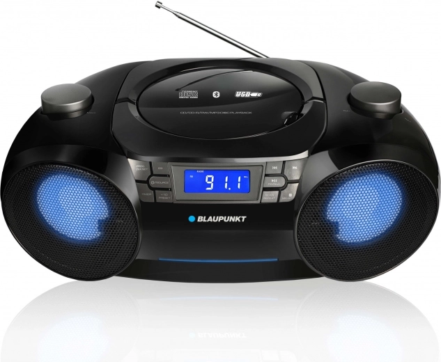 Boombox su LED apšvietimu ir Bluetooth technologija