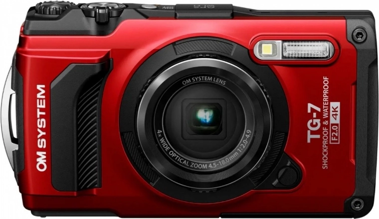 Atsparus kompaktiškas fotoaparatas OM SYSTEM Tough TG‑7 raudonas