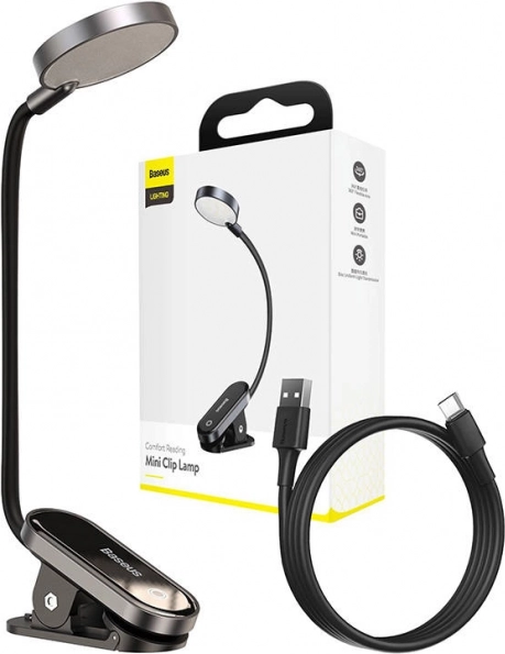 Baseus Comfort Reading mini lamp with clip dark gray