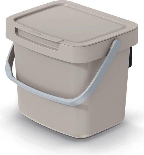 3 L trash bin with light brown lid and handle