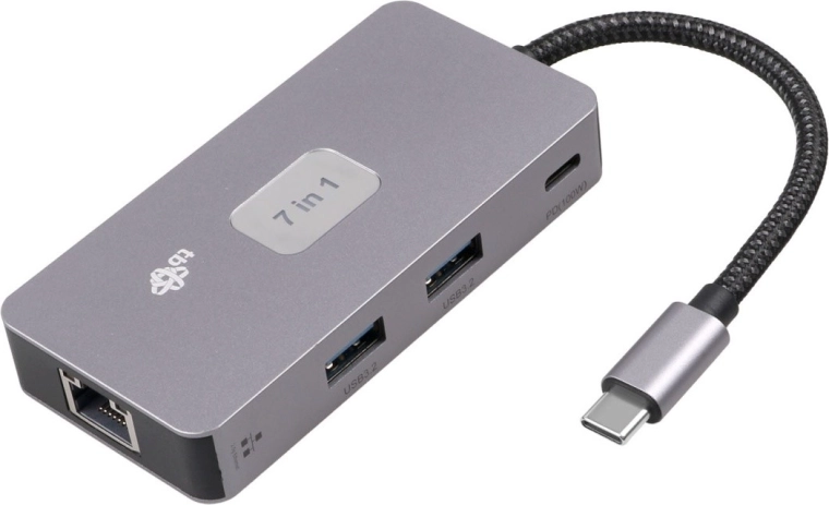 Daugiaportis adapteris HUB USB C 7 į 1 HDMI USB SD/TF RJ45