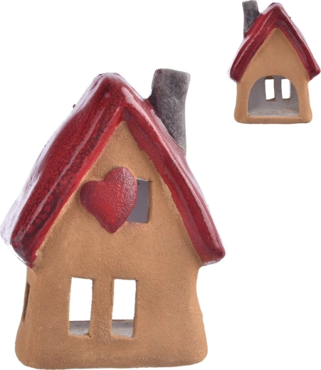 Red Ceramic House Candle Holder