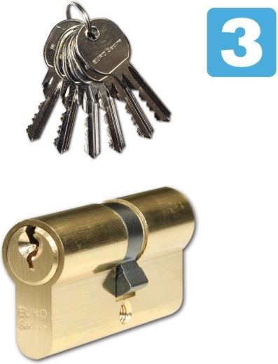 Cylindrical insert 30/35 mm, 6 keys, brass, security class 3 RICHTER