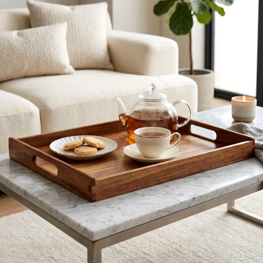 Natural acacia wood and a timeless look